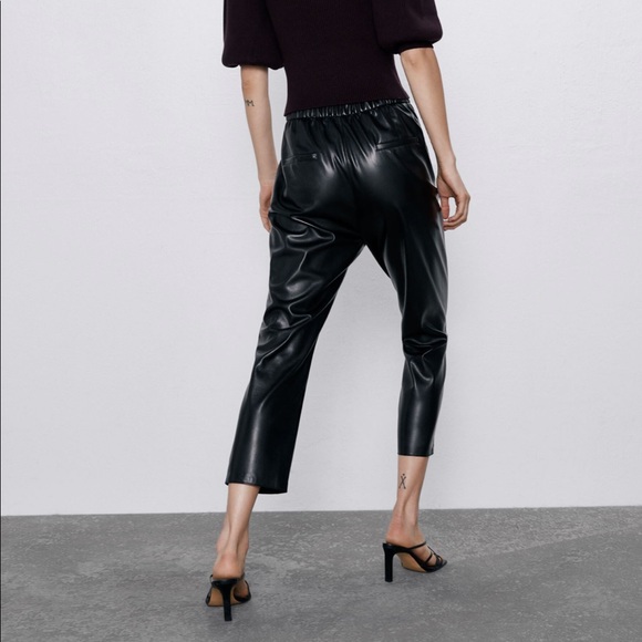 Zara Pants & Jumpsuits Zara Faux Leather Joggers Poshmark